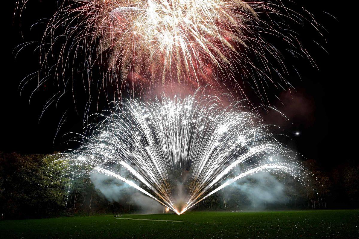 Colourful firework bursts filling the night sky